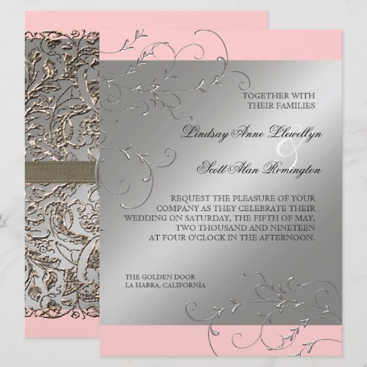 Zwart Stropdas Elegantie, Zilveren bruiloft uitnod Kaart (Voorkant / Achterkant)