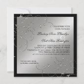 Zwart Stropdas Elegantie, Zilveren bruiloft uitnod Kaart (Voorkant)