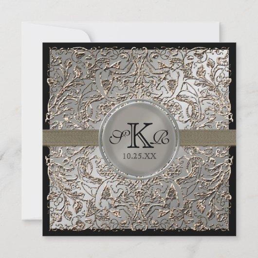 Zwart Stropdas Elegantie, Zilveren bruiloft uitnod Kaart (Achterkant)