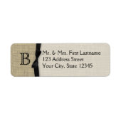 Zwart Stropdas en Burlap Monogram Etiket (Voorkant)