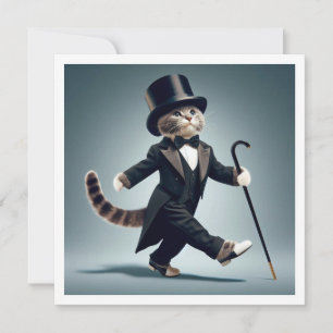 Zwart stropdas feest, danswedstrijd, poes kaart