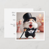 Zwart stropdas feest, hamsterverjaardag, hamster kaart (Voorkant / Achterkant)
