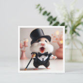 Zwart stropdas feest, hamsterverjaardag, hamster kaart (Staand voorkant)
