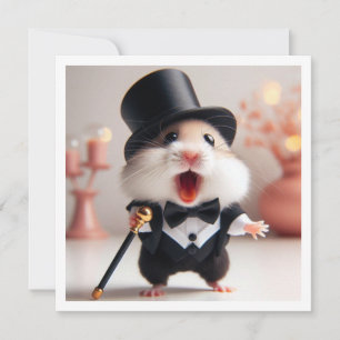 Zwart stropdas feest, hamsterverjaardag, hamster kaart