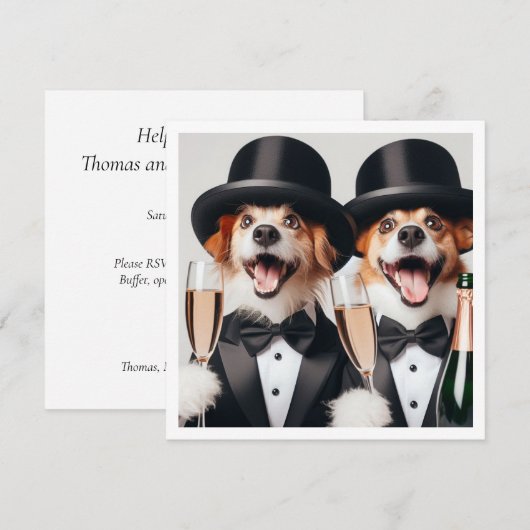 Zwart stropdas feest, hondenverjaardag, afstuderen kaart (Voorkant / Achterkant)