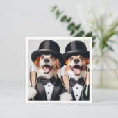 Zwart stropdas feest, hondenverjaardag, afstuderen kaart (Staand voorkant)