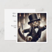 Zwart stropdas feest, kattenverjaardag, kattenuitn kaart (Voorkant / Achterkant)