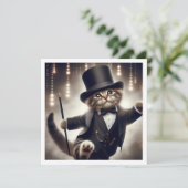 Zwart stropdas feest, kattenverjaardag, kattenuitn kaart (Staand voorkant)