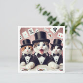 Zwart stropdas feest, leuke kattenverjaardag, poes kaart (Staand voorkant)