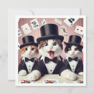 Zwart stropdas feest, leuke kattenverjaardag, poes kaart