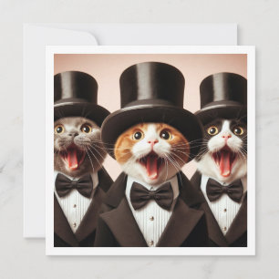 Zwart stropdas feest, leuke kattenverjaardag, poes kaart