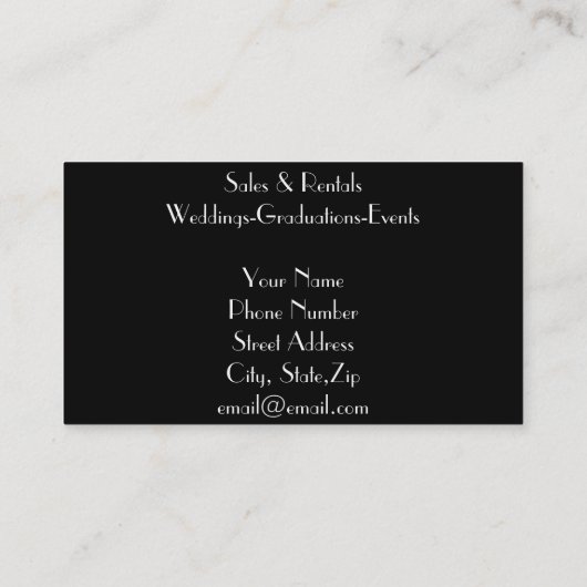 Zwart Stropdas Formele Tuxedo Business Visitekaartje (Achterkant)
