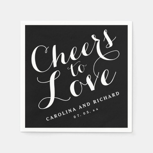 Zwart Stropdas juicht om lief te hebben | bruiloft Servet (Voorkant)
