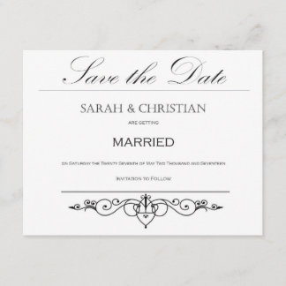Zwart Stropdas - legant - bruiloft - Sla de datum  Save The Date