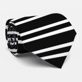 Zwart Stropdas met dunne horizontale witte strepen (Opgerold)