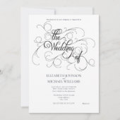 Zwart Stropdas met elegant zwart/wit script Inv Kaart (Voorkant)