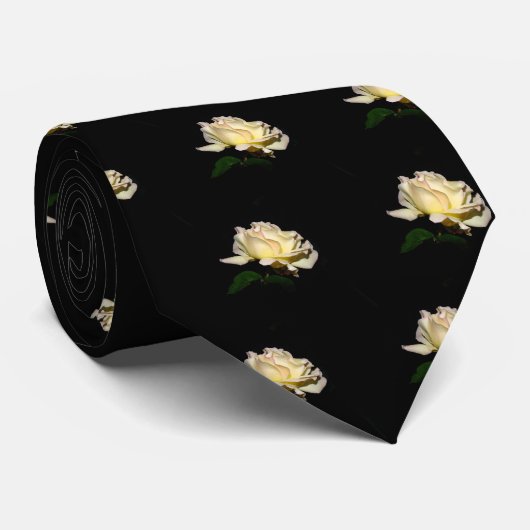 Zwart Stropdas met gele rozen (Opgerold)