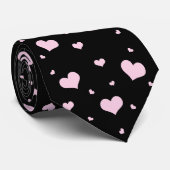Zwart stropdas met lichtroze hartritme (Opgerold)