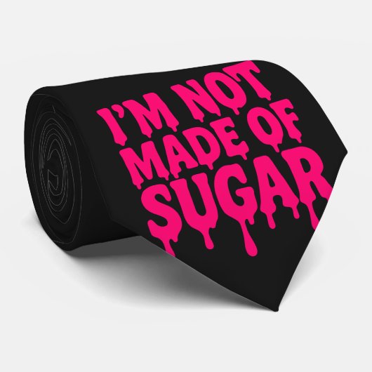 Zwart Stropdas met Neon Roze Quote – (Opgerold)