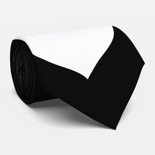 Zwart Stropdas met witte harten (Opgerold)