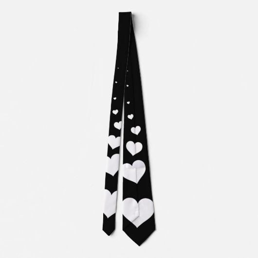 Zwart Stropdas met witte harten (Achterkant)