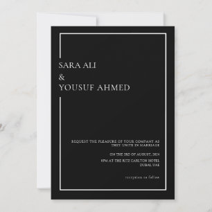 Zwart Stropdas Modern Minimal Script Moslim bruilo Kaart
