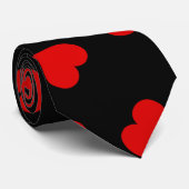 Zwart Stropdas Red Hearts (Opgerold)