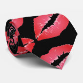 Zwart Stropdas Red Voluptuous Large RED Lips (Opgerold)