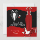 Zwart Stropdas Rood 3 voor bedrijf met formeel din Kaart (Voorkant)