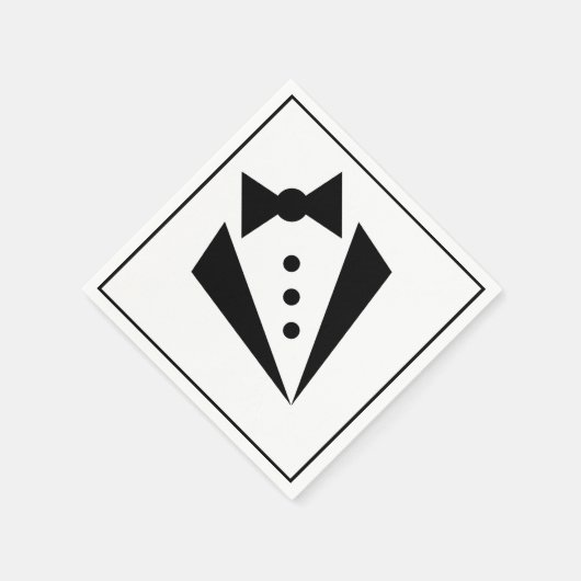 Zwart Stropdas - Tuxedo Bacherlor Party Servet (Hoek)