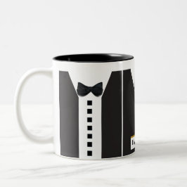Zwart Stropdas Tuxedo 🎩 Grappig Kantoor Monogram Tweekleurige Koffiemok