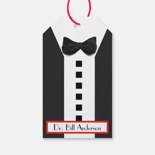 Zwart Stropdas Tuxedo 🎩 Grappig Monogram Cadeaulabel (Achterkant)