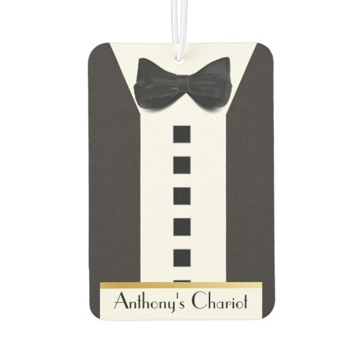 Zwart Stropdas Tuxedo 🎩 Grappig Monogram Luchtverfrisser (Achterkant)