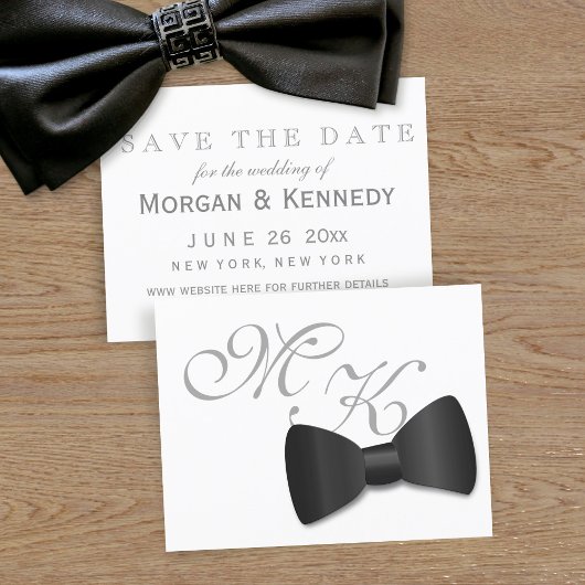 Zwart Stropdas Tuxedo Wedding Mini Save the Date K RSVP Kaartje