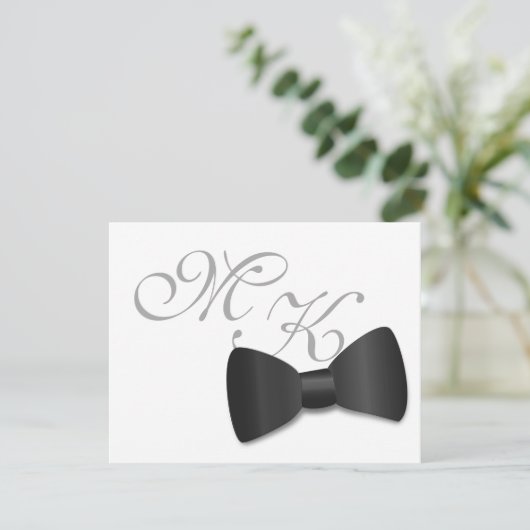 Zwart Stropdas Tuxedo Wedding Mini Save the Date K RSVP Kaartje (Staand voorkant)