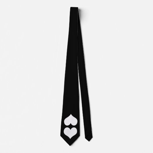 Zwart Stropdas W/White Twin Heart (Voorkant)