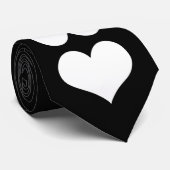 Zwart Stropdas W/White Twin Heart (Opgerold)