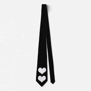 Zwart Stropdas W/White Twin Heart