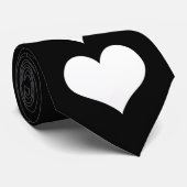Zwart Stropdas W/White Twin Heart (Opgerold)
