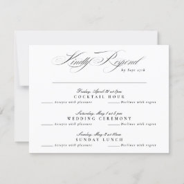 Zwart Stropdas Wit Classic Calligrafie multi-event RSVP Kaartje