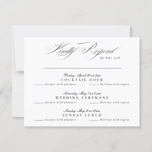 Zwart Stropdas Wit Classic Calligrafie multi-event RSVP Kaartje