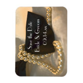 Zwart Stropdas Witte parels Weddenschap Bespaar de Magneet (Verticaal)