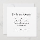 Zwart Stropdas Witte parels Weddenschap Bespaar de Save The Date (Achterkant)