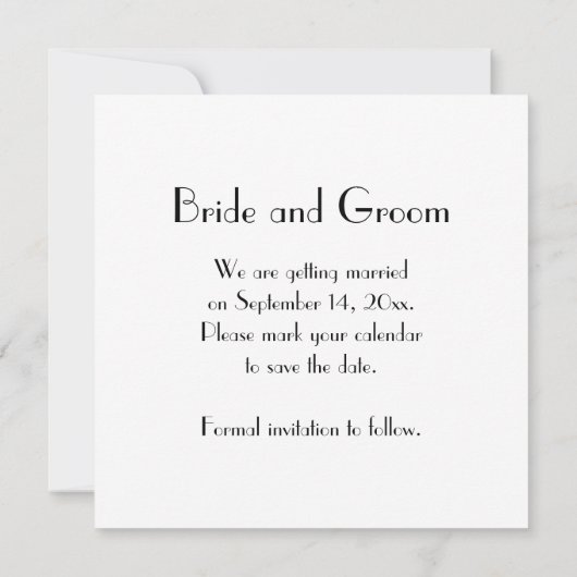 Zwart Stropdas Witte parels Weddenschap Bespaar de Save The Date (Achterkant)