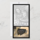 Zwart Stropdas Witte parels Weddenschap Bespaar de Save The Date (Voorkant)