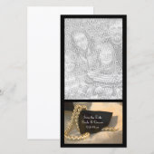 Zwart Stropdas Witte parels Weddenschap Bespaar de Save The Date (Voorkant / Achterkant)