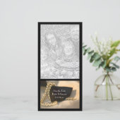 Zwart Stropdas Witte parels Weddenschap Bespaar de Save The Date (Staand voorkant)