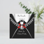 Zwart Stropdas Witte Rood Bow Partij 2 Kaart (Staand voorkant)