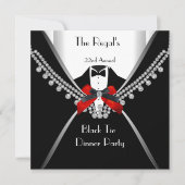 Zwart Stropdas Witte Rood Bow Partij 2 Kaart (Voorkant)