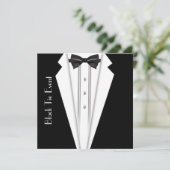 Zwart Stropdas Witte Tuxedo Formele Uitnodiging (Staand voorkant)